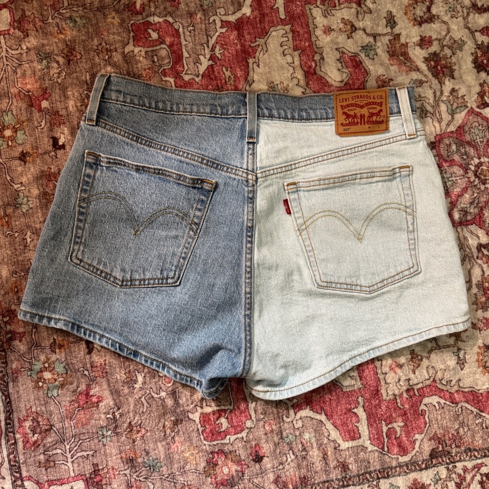 Levi's Two-Tone Blue Jean Shorts - Picture 7 of 10